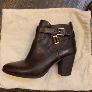 Brown leather booties